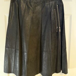 Black Leather Skirt with Zipper Detail